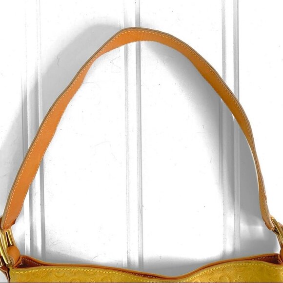 CELINE LEATHER BAG YELLOW SUEDE C MACADAM HANDBAG FRANCE DESIGNER SHOULDER  BAG - Picture 7 of 17